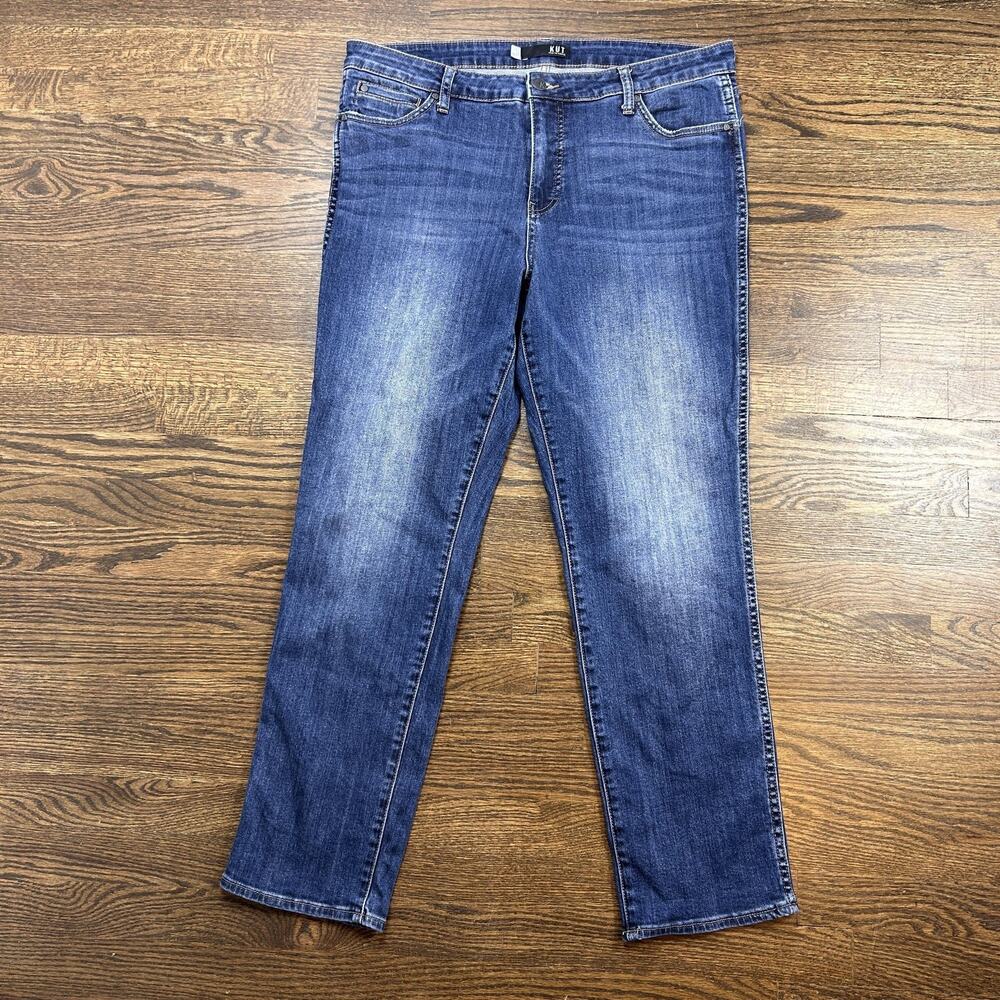 KUT From The Kloth Jeans Womens 14 Blue Wash Mid Rise Straight Stretch Denim